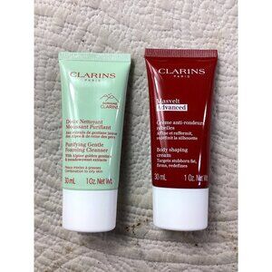 Set 2 Clarins 30mL Purifying Gentle Cleanser/Masvelt Advanced Body Shaping Cream